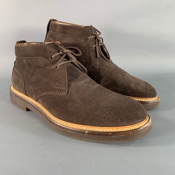 DUNHILL Size 11 Brown Suede Ankle Boots - Picture 1 of 10